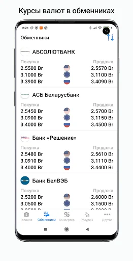 Belarus exchange rates screenshot 3
