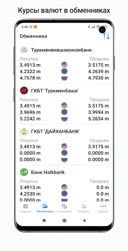 Exchange rates of Turkmenistan screenshot 3