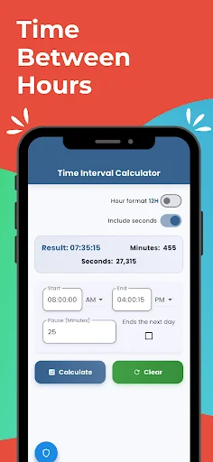Calculator between hours