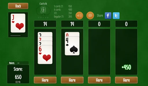 Catch 21 Blackjack Solitaire screenshot 2