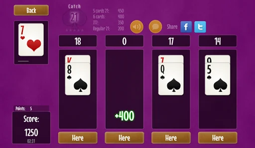 Catch 21 Blackjack Solitaire screenshot 4