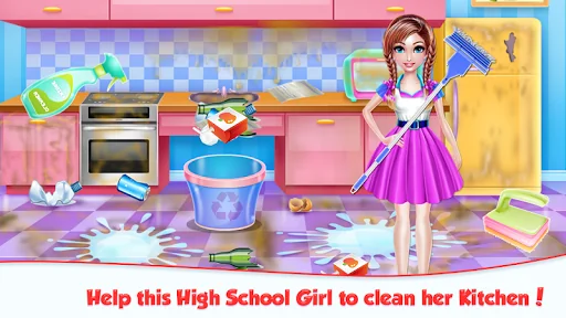 Highschool Girl House Cleaning