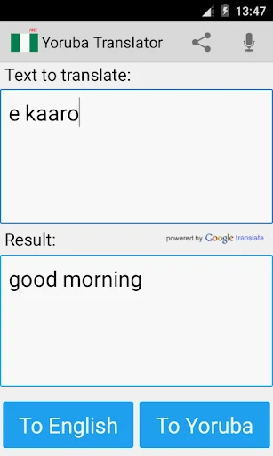 Yoruba English Translator screenshot 2