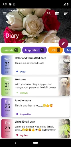 Diary app with lock