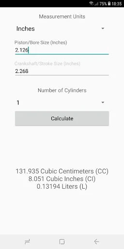 Engine CC Calculator