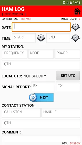 Ham Log | QTH Locator | My UTC screenshot 2