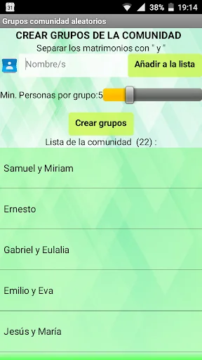 Grupos comunidad aleatorios