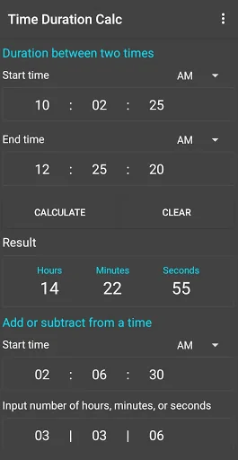 Time Duration Calc screenshot 1