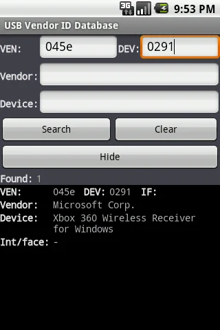 USB VEN/DEV Database