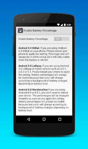 Enable Battery Percentage