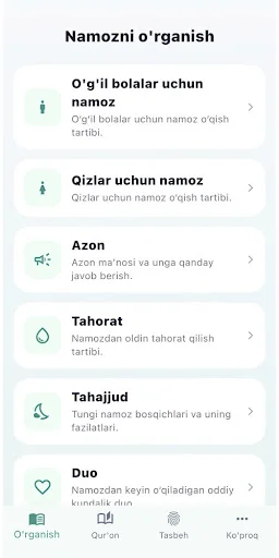 Namoz o'qishni o'rganaman
