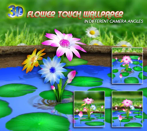 3D Flowers Touch Wallpaper