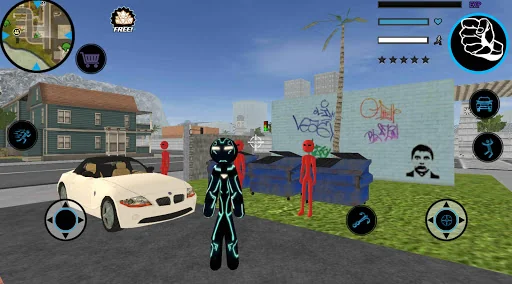Neon Iron Stickman Rope Hero C screenshot 2