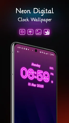 Neon Digital Clock Wallpaper