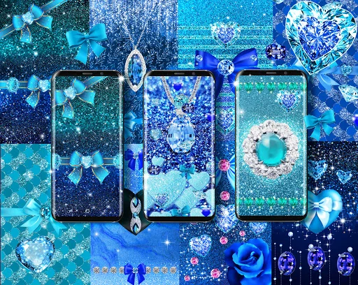 Blue glitter diamond wallpaper screenshot 1