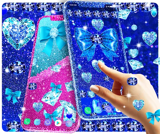 Blue glitter diamond wallpaper screenshot 2
