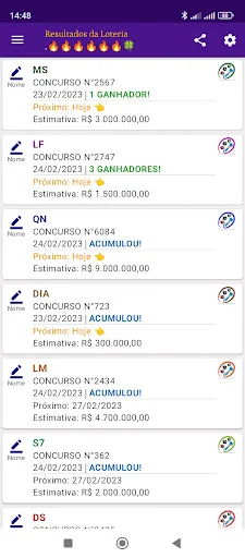 Resultados da Loteria