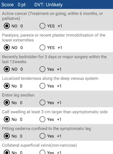 Wells Score for DVT