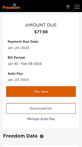 Freedom Mobile My Account screenshot 1
