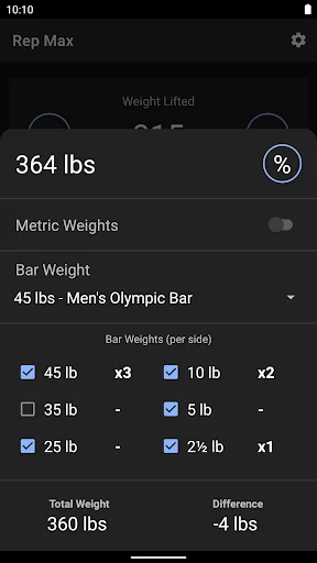 1 Rep Max Calculator and Log screenshot 2