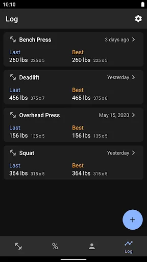 1 Rep Max Calculator and Log screenshot 3