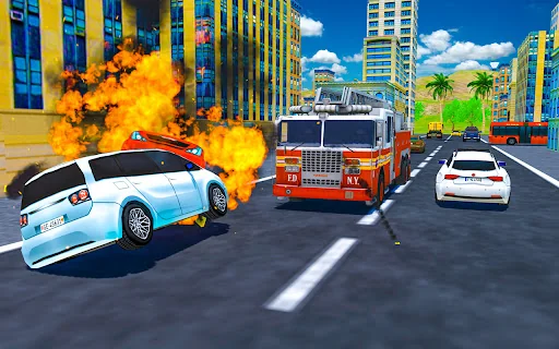 Flying Robot Fire Truck Game