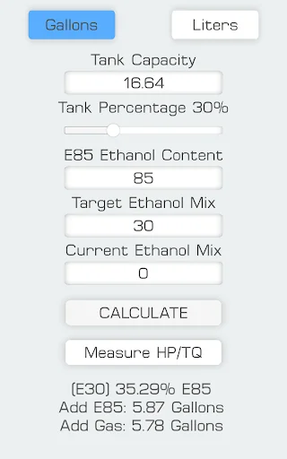 E85 Mix Calculator