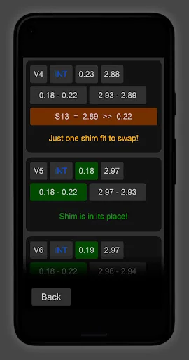 Valve shims calculator