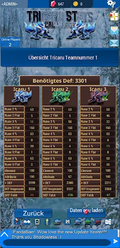 Tricaru Stats Calculator - SW