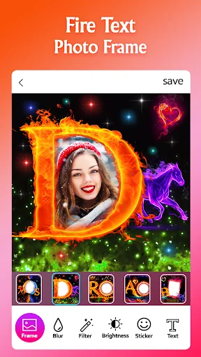 Fire Text Photo Frame