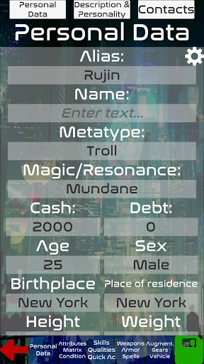 Shadowrun 6th Character Sheet