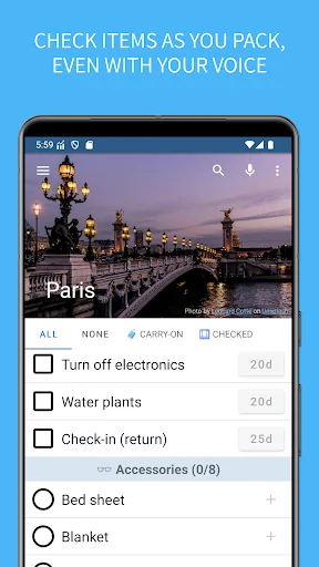 SmartPack - packing lists