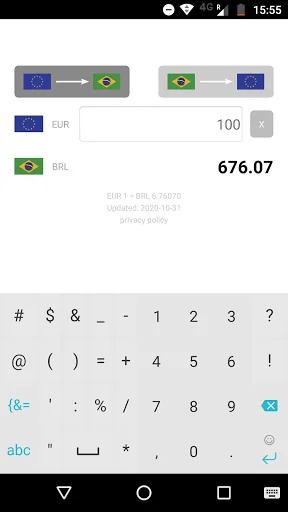 Euro to Brazilian Real