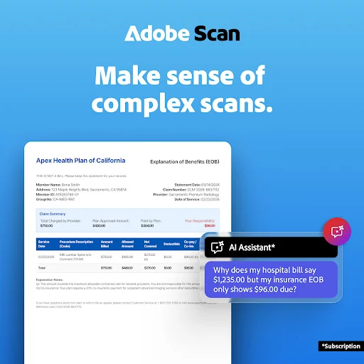 Adobe Scan AI PDF Scanner, OCR