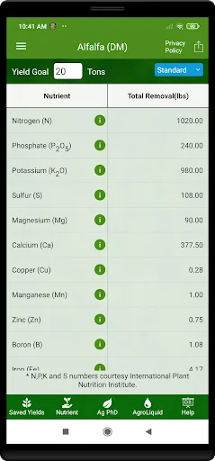 Fertilizer Removal By Crop screenshot 2