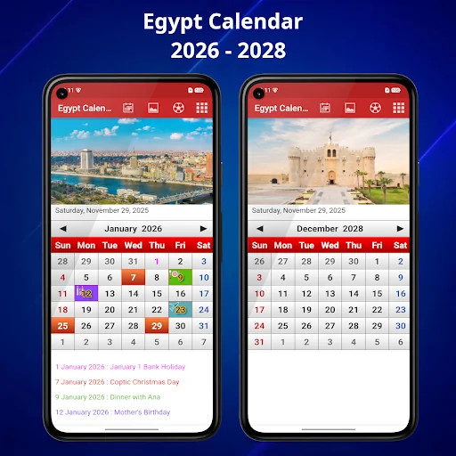 Egypt Calendar 2026