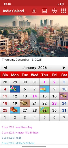 India Calendar 2026
