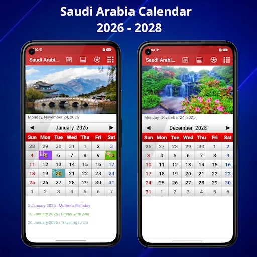 Saudi Arabia Calendar 2026