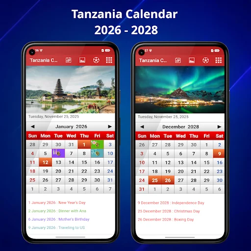 Tanzania Calendar 2026