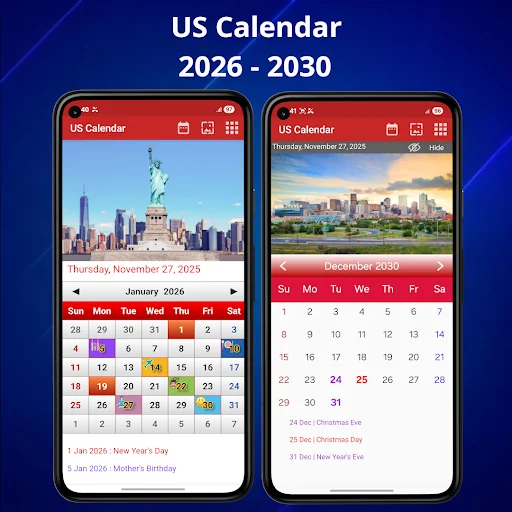 US Calendar 2026 screenshot 1