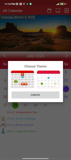 US Calendar 2026 screenshot 3