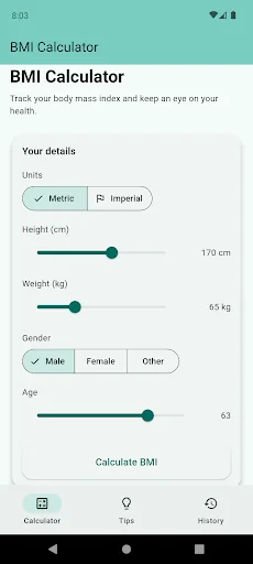 BMI Calulator & Tips History