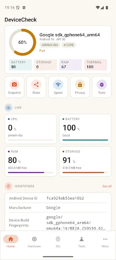 Device Id: Phone Info & Tests screenshot 1