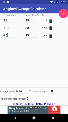 Weighted Average Grade Calcula