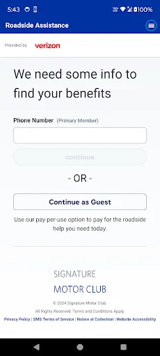 Verizon Roadside Assistance screenshot 1