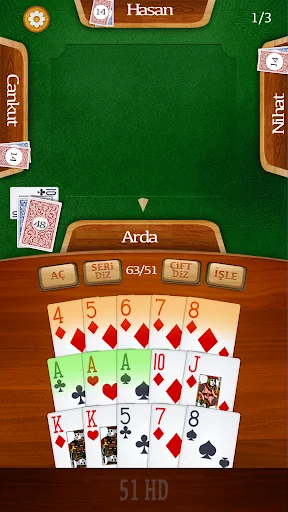 51 HD Kağıt Okey Oyunu screenshot 1