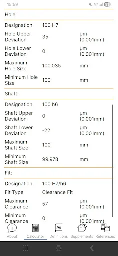 Fit Tolerance ISO screenshot 2