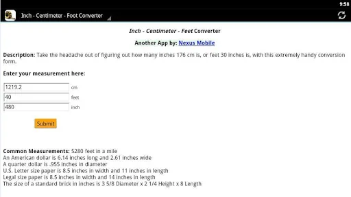 Inch/cm/Foot Conversion screenshot 4