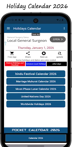 Holiday Calendar 2026