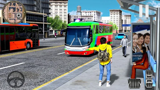 Modern City Coach Bus Driving